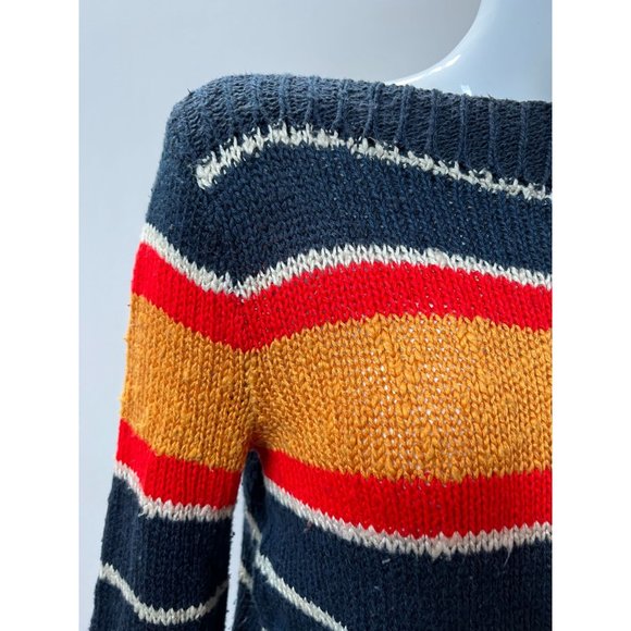 Liz Claiborne Vintage Stripe Sweater  M Blue  Stripe Cotton Blend - Picture 4 of 16